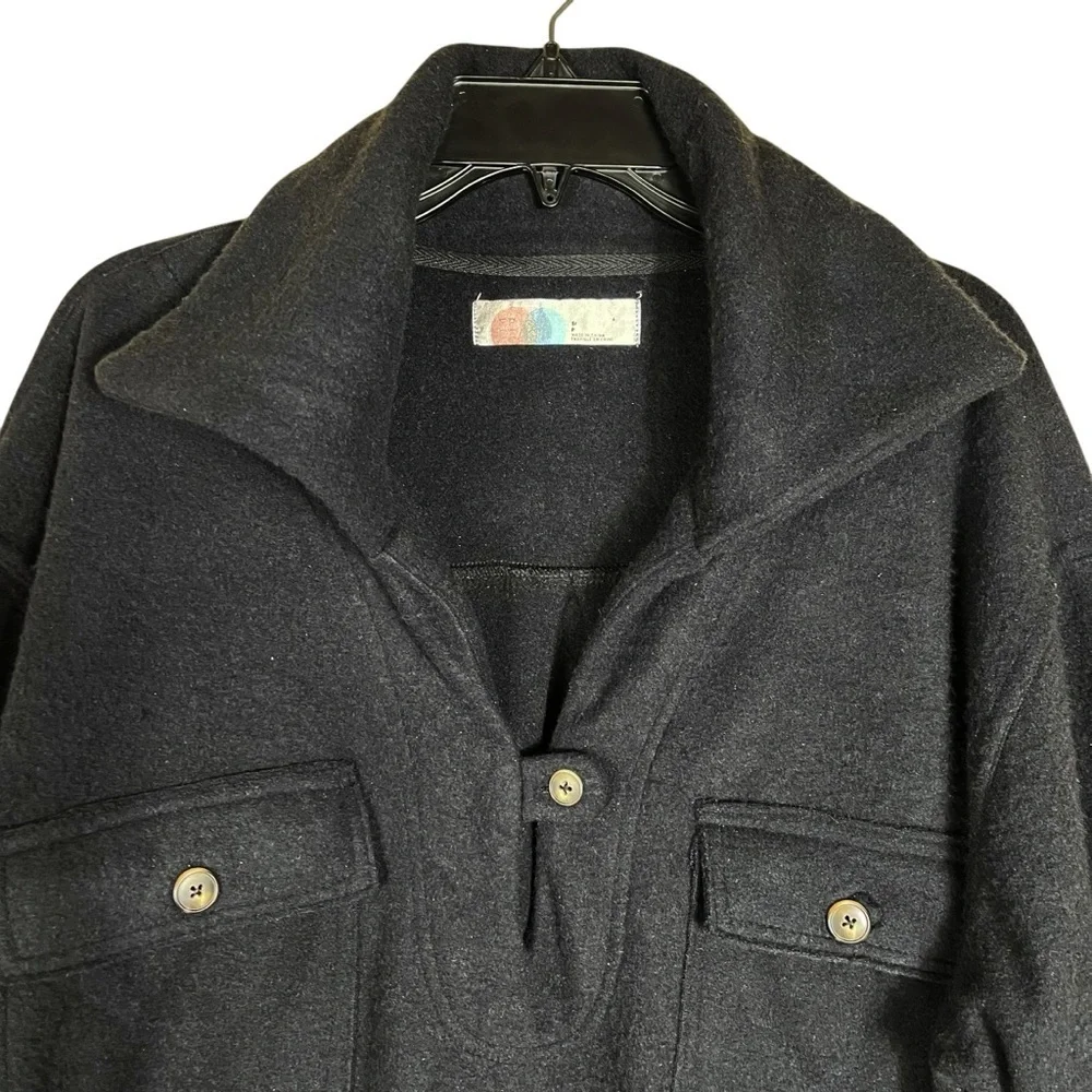 Free People Beach Shirt Size Small Black Fleece Oversized Jacket Soft Comfy Cozy
